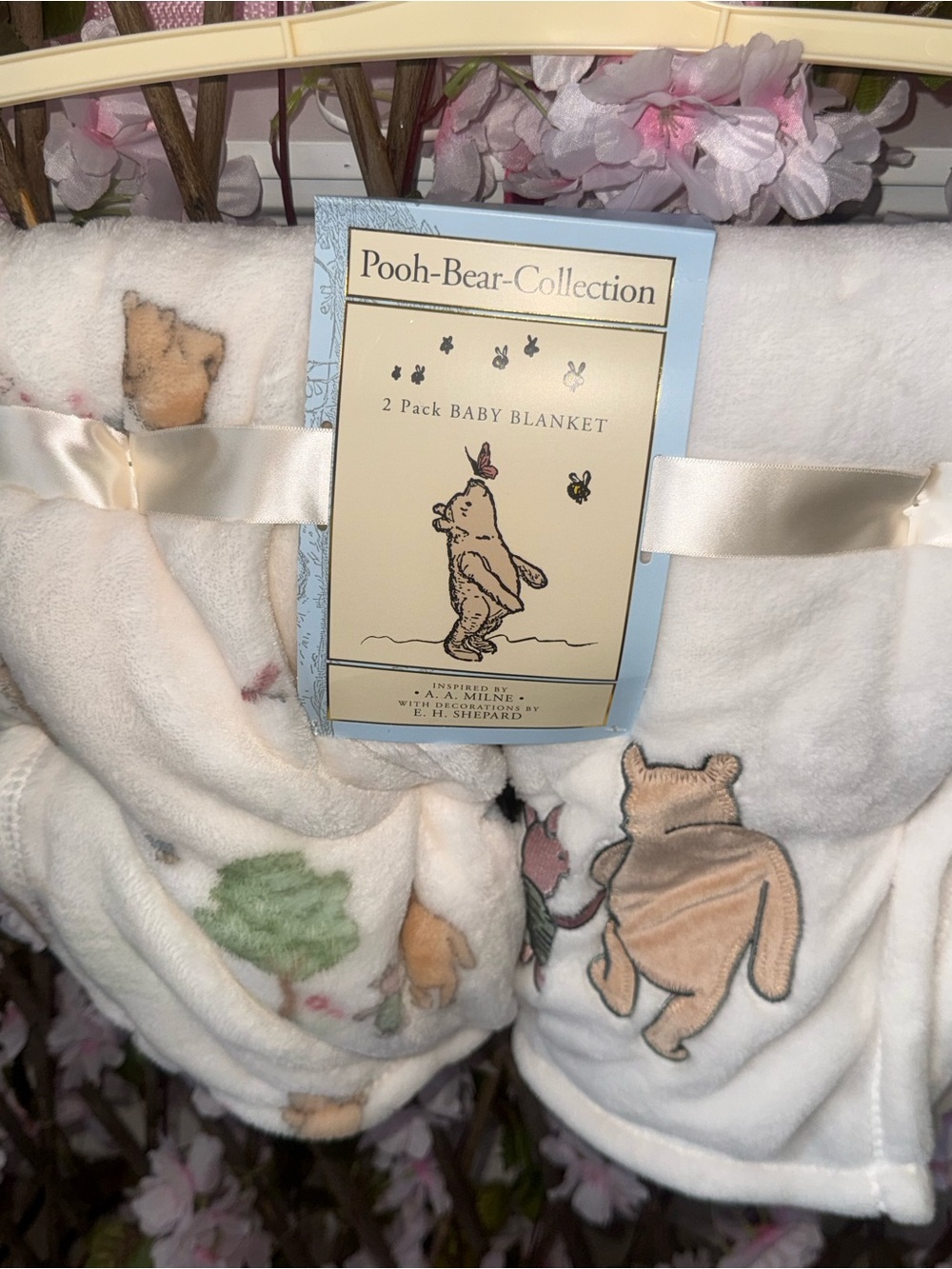 Pooh-Bear-Collection 2-Pack Baby Blanket - Cream with Pastel Prints